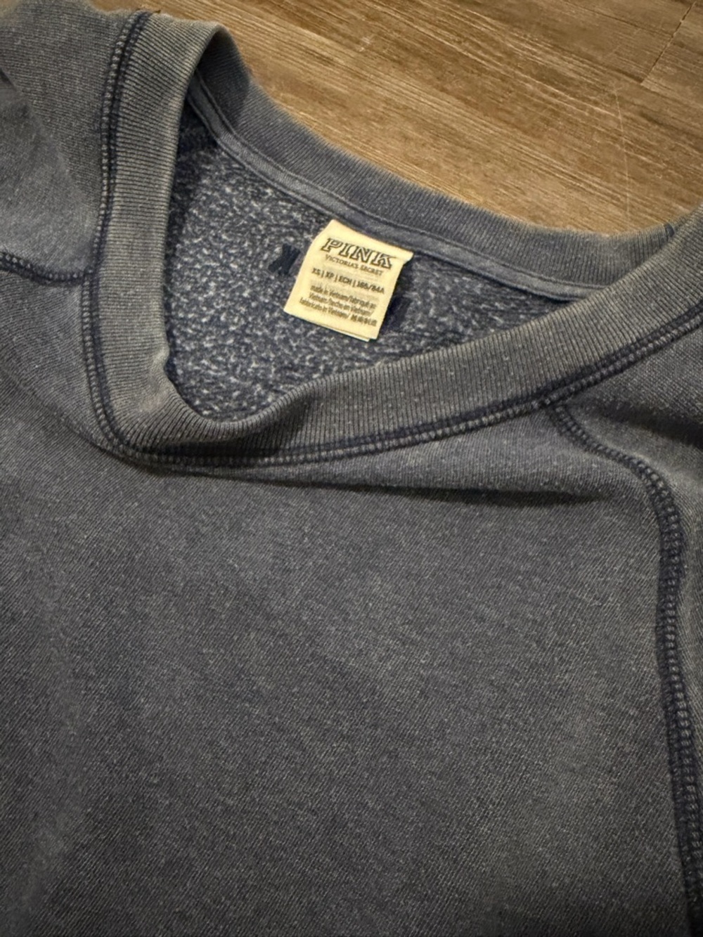 PINK Victoria's Secret Washed Slate Blue Crewneck Sweatshirt - Picture 3 of 4